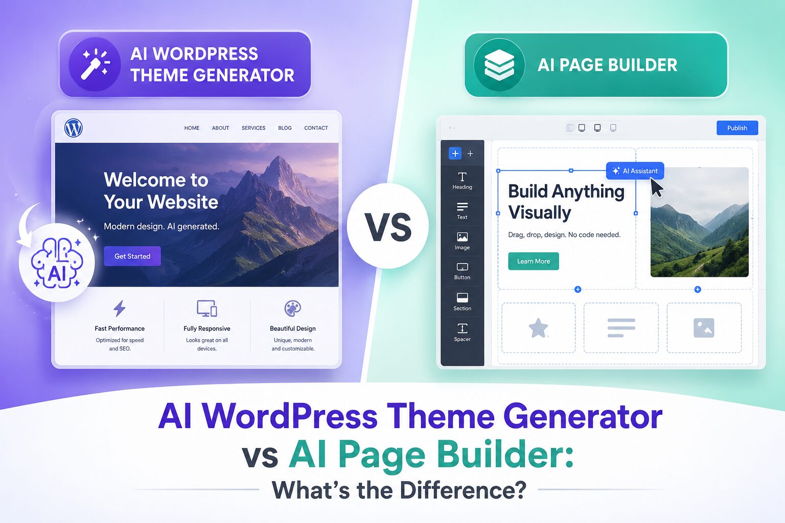 AI WordPress Theme Generator vs AI Page Builder: What’s the Difference?