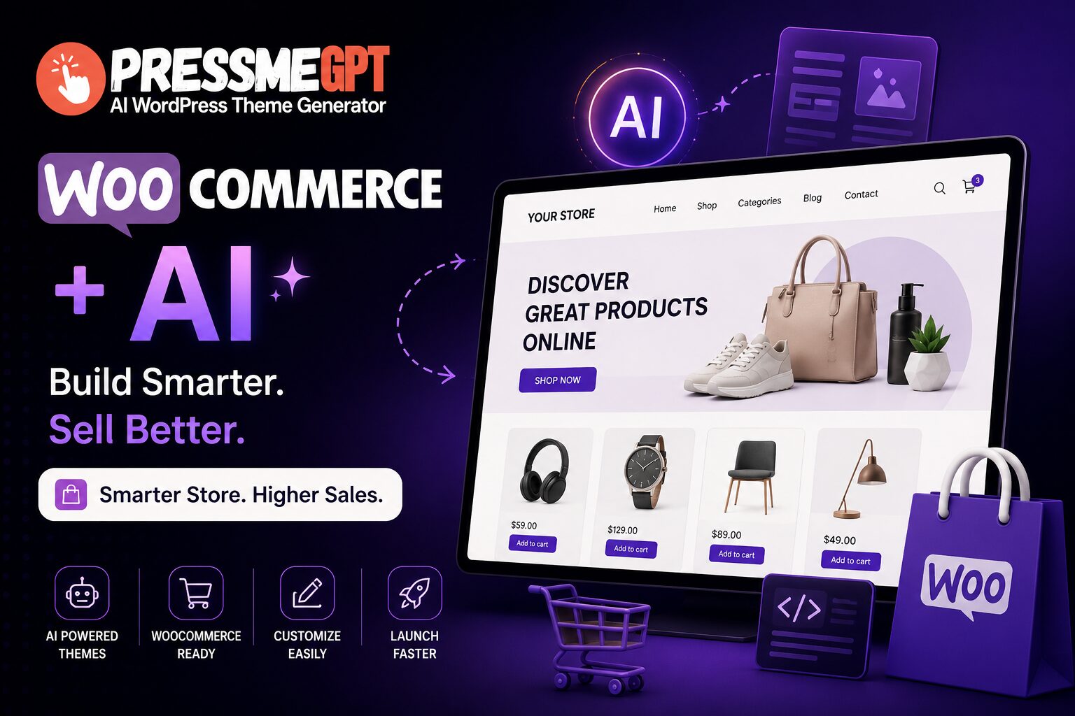 WooCommerce + AI: How to Build an Online Store with a PressMeGPT-Generated WordPress Theme