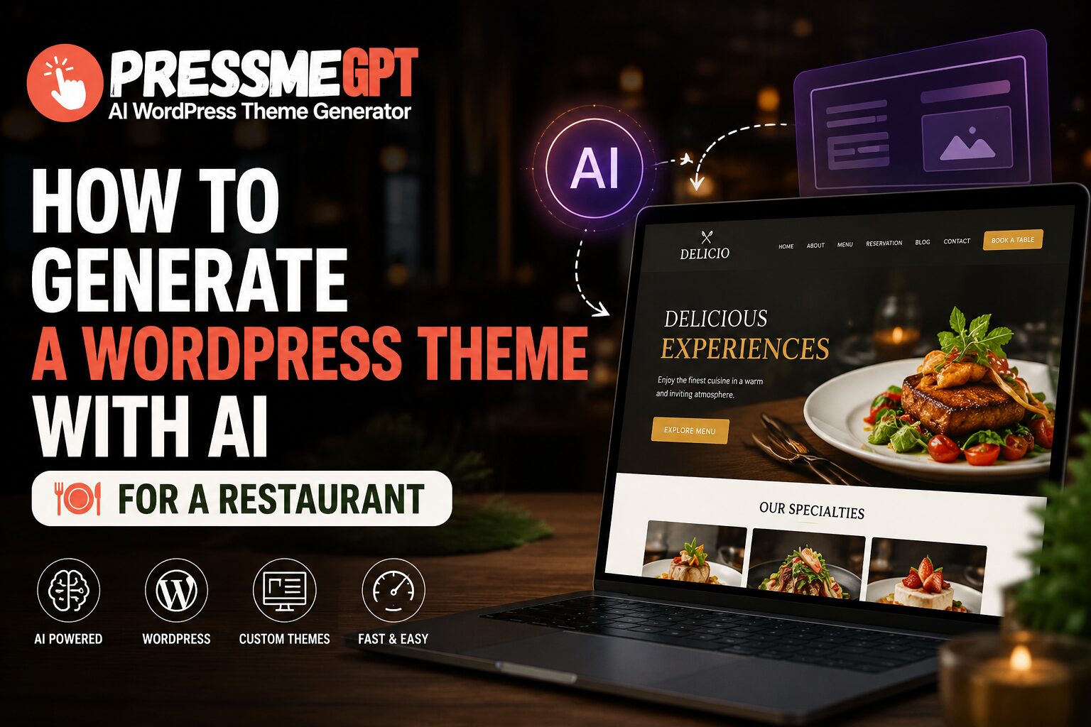 restaurant theme with pressmegpt