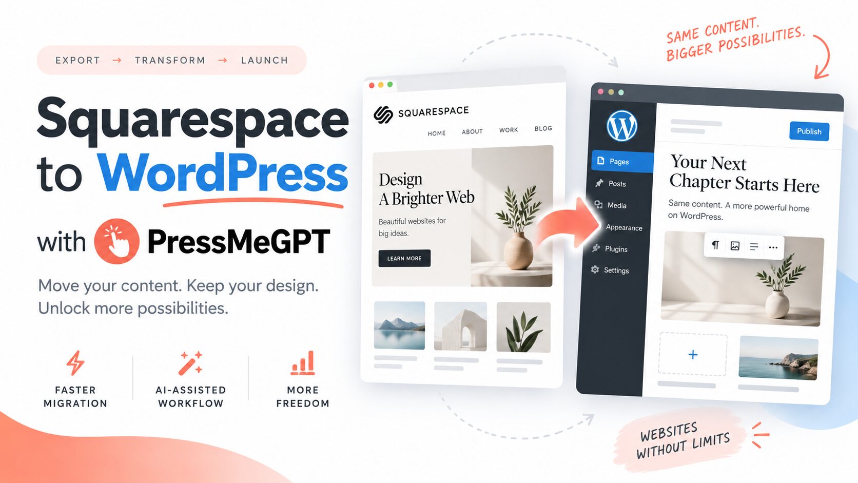How to Convert Squarespace to WordPress with PressMeGPT (Easy Guide)